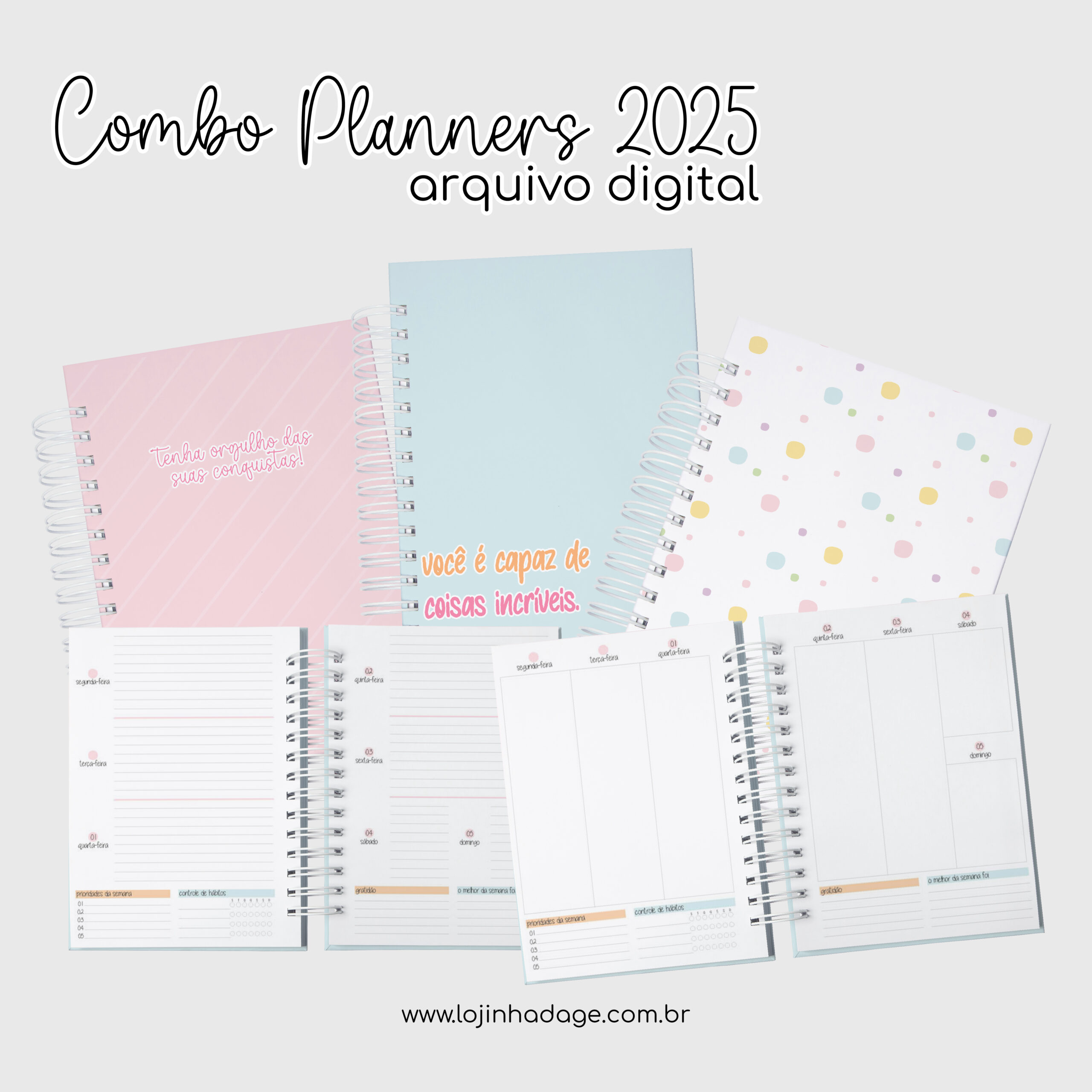 Combo Planners 2025 - Coleção Clean