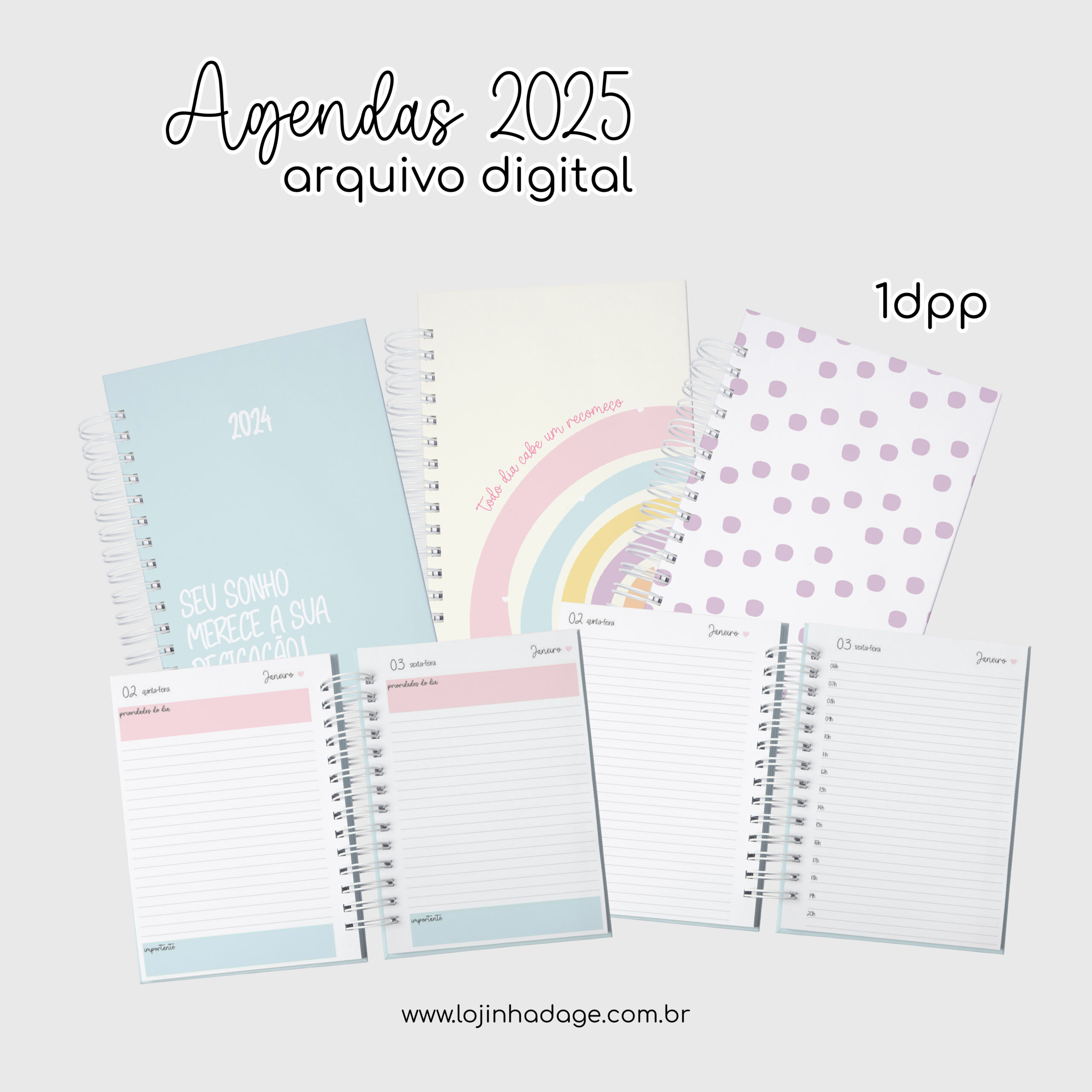 Agendas 2025 - 1dpp - Coleção Clean