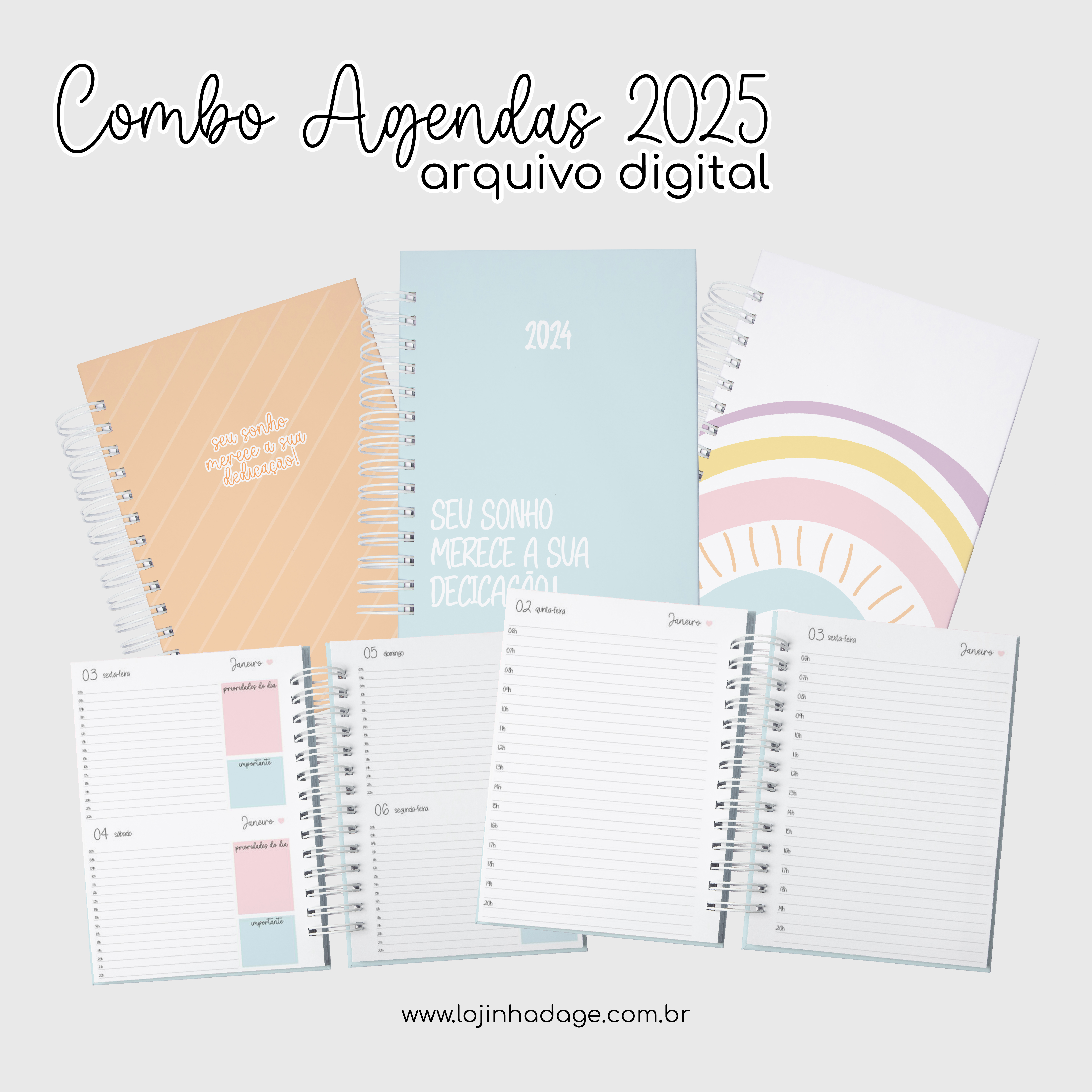 Combo Agendas 2025 - Coleção Clean